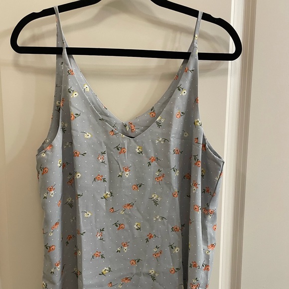 Spaghetti strap tank top - grey floral, size L - Picture 1 of 2